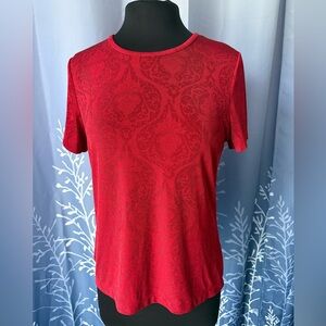 Jaclyn Smith Crimson Patterned Short Sleeve Tee